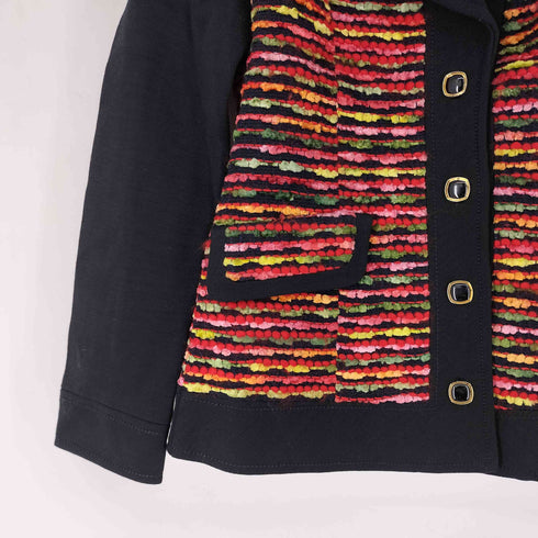 MODE MIKI デザインボーダー切り替えテーラードジャケット レディース