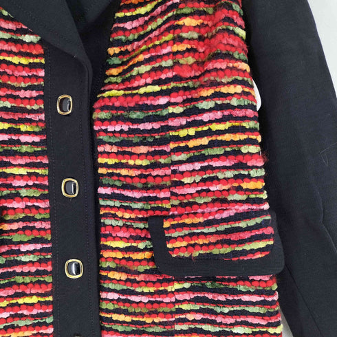 MODE MIKI デザインボーダー切り替えテーラードジャケット レディース