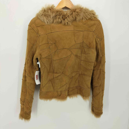 裏ファー ステッチ デザイン ムートン レザー ジャケット レディース