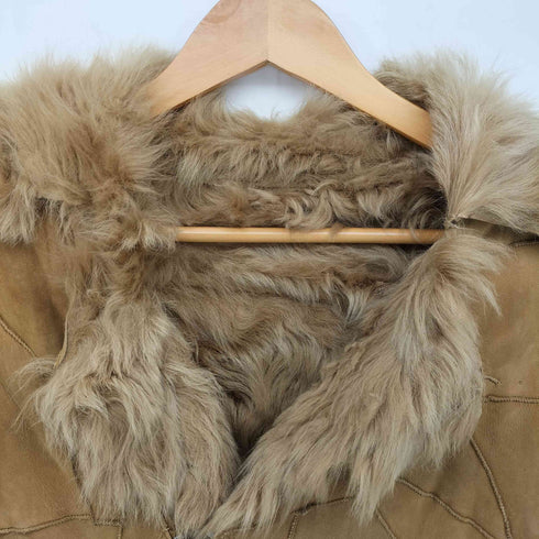 裏ファー ステッチ デザイン ムートン レザー ジャケット レディース