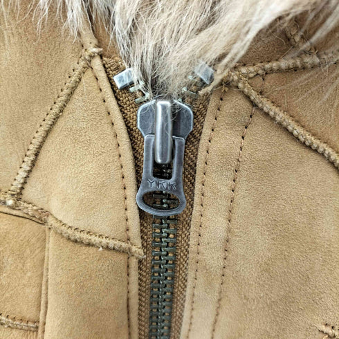 裏ファー ステッチ デザイン ムートン レザー ジャケット レディース