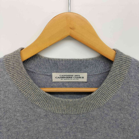 CASHMERE CLUB 21 リブ編み カシミヤ クルーネック ニット レディース