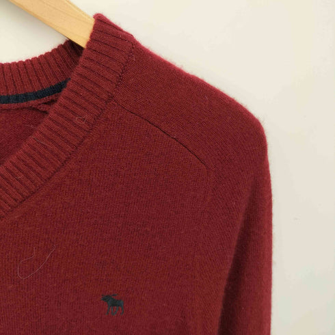 アバクロンビーアンドフィッチ Abercrombie & Fitch ロゴ刺繍 Vネック カシミヤ ミット レディース import:S