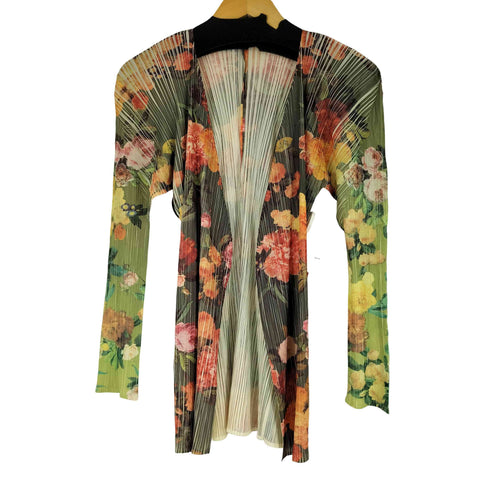 プリーツプリーズイッセイミヤケ PLEATS PLEASE ISSEY MIYAKE 90S 花柄 ボタンレス プリーツジャケット レディース JPN:3
