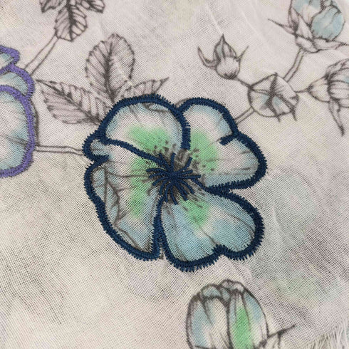 スーナウーナ Sunauna 花柄 刺繍 スカーフ レディース