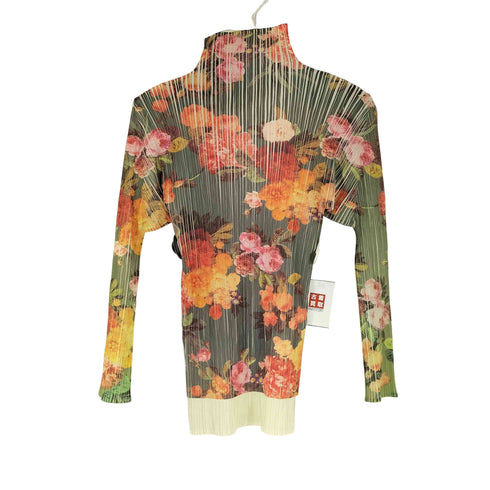 プリーツプリーズイッセイミヤケ PLEATS PLEASE ISSEY MIYAKE 90S 花柄 プリーツ ハイネック カットソー レディース JPN:3