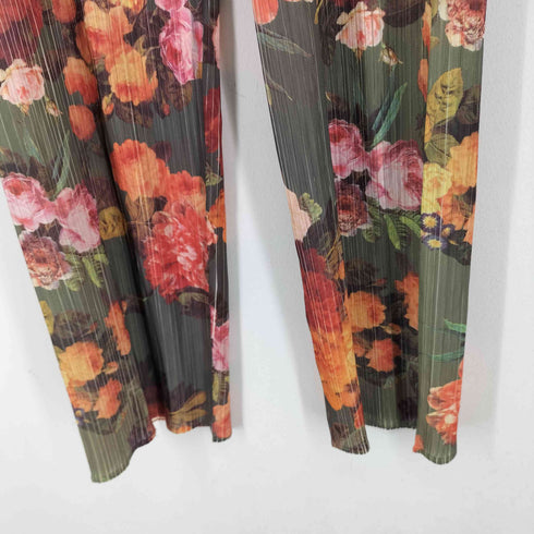 プリーツプリーズイッセイミヤケ PLEATS PLEASE ISSEY MIYAKE 90S 花柄 プリーツパンツ レディース JPN:2