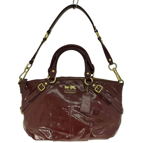コーチ COACH マディソンクリムゾン エナメルレザー サッチェル ショル クリムゾン サッチェル ショルダ ーバッグ Y2K レディース