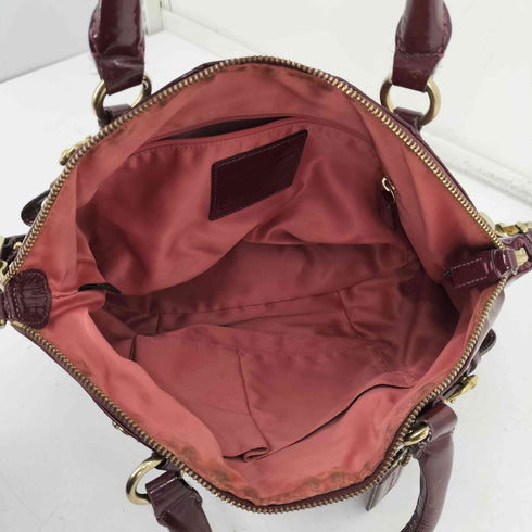 コーチ COACH マディソンクリムゾン エナメルレザー サッチェル ショル クリムゾン サッチェル ショルダ ーバッグ Y2K レディース