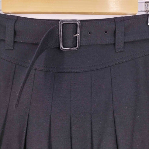 バーバリーロンドン BURBERRY LONDON ベルテッド プリーツウールフレアスカート レディース EUR:38