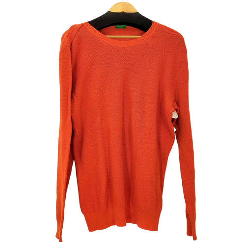 ユナイテッドカラーズオブベネトン UNITED COLORS OF BENETTON ショルダー ネック デザイン コットン ニット セーター レディース import:XL