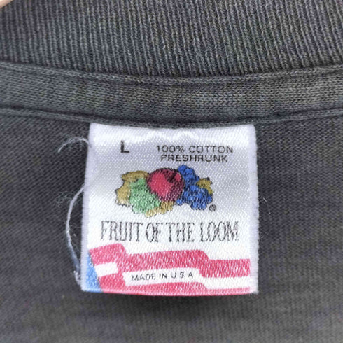 フルーツオブザルーム FRUIT OF THE LOOM 90s USA製 袖裾シングル 両面プリントクルーネックTシャツ メンズ L