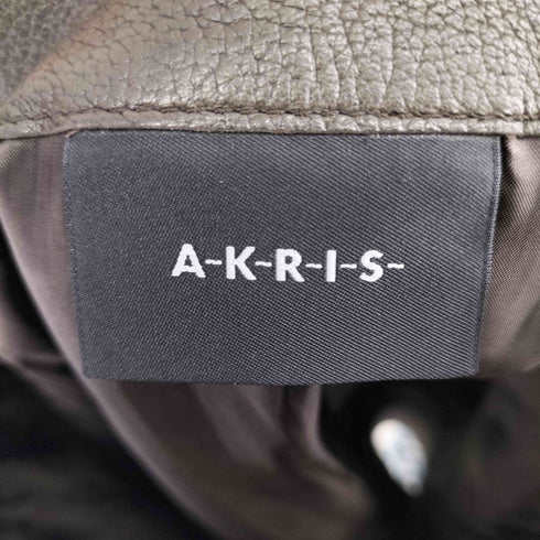 AKRIS レザー切り替え ウールスカート レディース