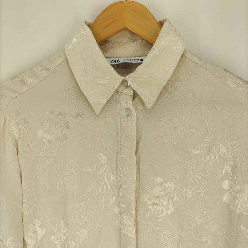 ザラ ZARA 花柄 比翼ボタン レーヨン ドレス シャツ レディース import:S