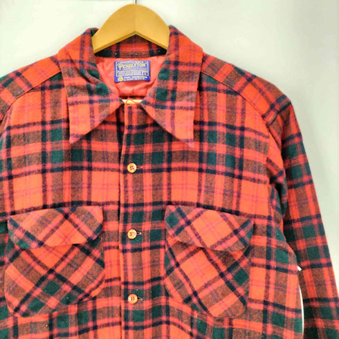 ペンドルトン PENDLETON 70-80S USA製 PURE VIRGIN WOOL バージン ウール フラップポケット ボード シャツ メンズ import:L