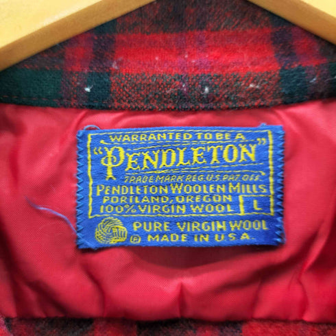ペンドルトン PENDLETON 70-80S USA製 PURE VIRGIN WOOL バージン ウール フラップポケット ボード シャツ メンズ import:L