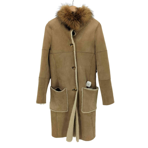 ウィムガゼット Whim Gazette 襟ファー リバーシブル シープレザー ムートン ロング コート レディース FREE