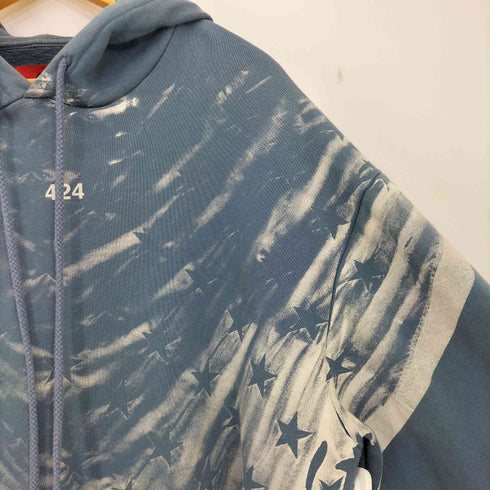 フォートゥーフォー 424 Printed Fleece-Back Cotton-Jersey Hoodie スター ペンキプリント クロップド プルオーバーパーカー メンズ import:M