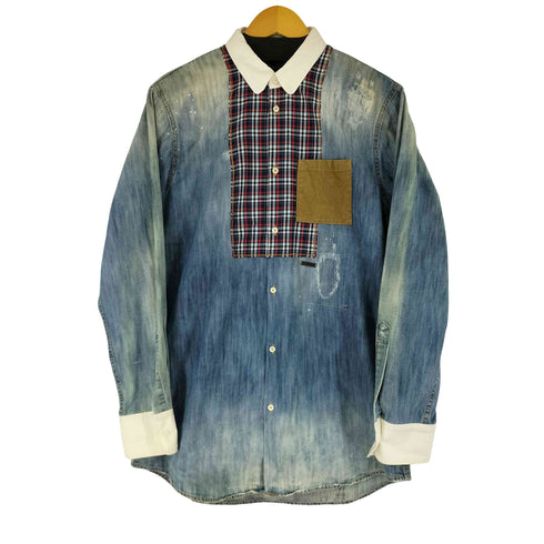 ディースクエアード DSQUARED2 パッチワーク デニム L/S シャツ メンズ 50