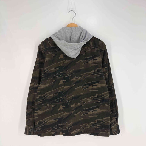 エアウォーク AIRWALK 00S フード付き 細畝コーデュロイ カモ ジップアップジャケット Y2K メンズ JPN:M