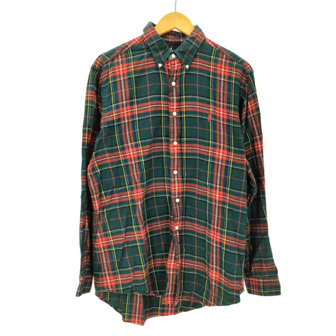 ラルフローレン RALPH LAUREN USA製 IMPORTED COTTON ポニー 刺繍 タータンチェック シャモア L/S シャツ メンズ import:L