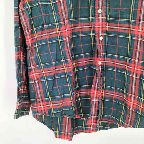 ラルフローレン RALPH LAUREN USA製 IMPORTED COTTON ポニー 刺繍 タータンチェック シャモア L/S シャツ メンズ import:L