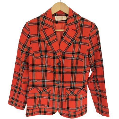 ペンドルトン PENDLETON 70S USA製 タータンチェック シングルブレスト 2B テーラード ジャケット レディース import:S