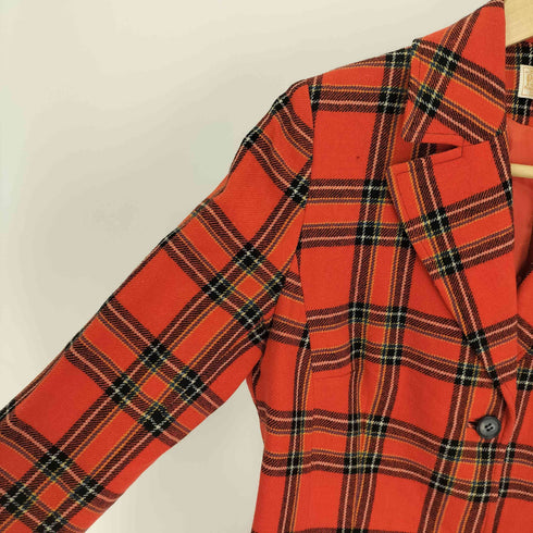 ペンドルトン PENDLETON 70S USA製 タータンチェック シングルブレスト 2B テーラード ジャケット レディース import:S