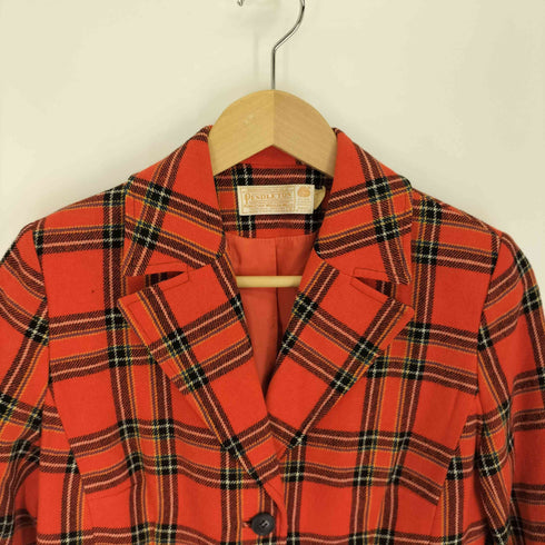 ペンドルトン PENDLETON 70S USA製 タータンチェック シングルブレスト 2B テーラード ジャケット レディース import:S