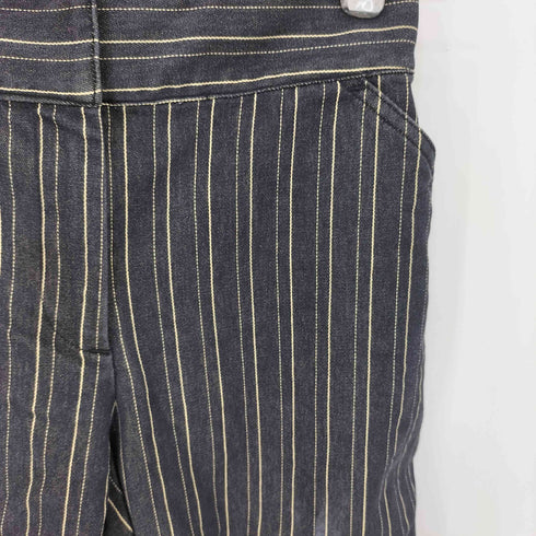 Q.U.E ストライプ柄 ウエストリブ セミフレア パンツ レディース 8