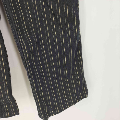 Q.U.E ストライプ柄 ウエストリブ セミフレア パンツ レディース 8