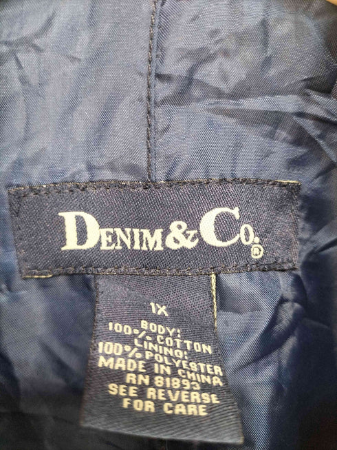 デニムアンドコー Denim&Co デニムステンカラーコート レディース 1X