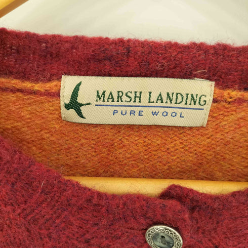 marsh landing 90s シルバーボタン マルチカラーボーダー ウールニット クルーネックカーディガン レディース M