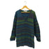 THE LIMITED mohair70 Vネック マルチカラーボーダー クルーネック シャギーニット ワンピース セーター レディース L