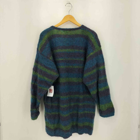 THE LIMITED mohair70 Vネック マルチカラーボーダー クルーネック シャギーニット ワンピース セーター レディース L