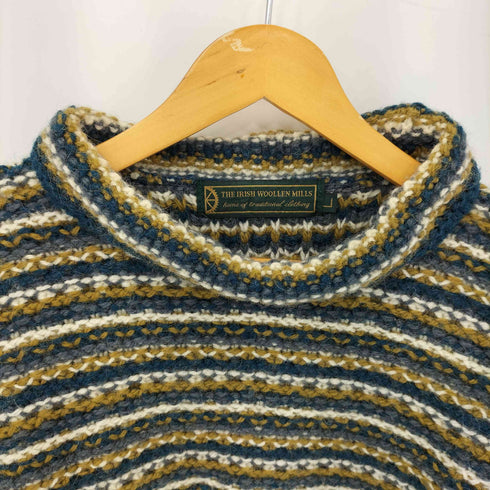 THE IRISH WOOLLEN MILLS WOOL100 モックネック ウールニット ワンピース セーター レディース L