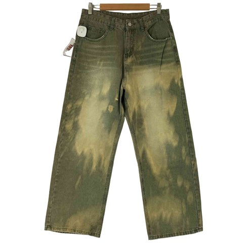 ブリーチ加工 バギーデニムパンツ メンズ