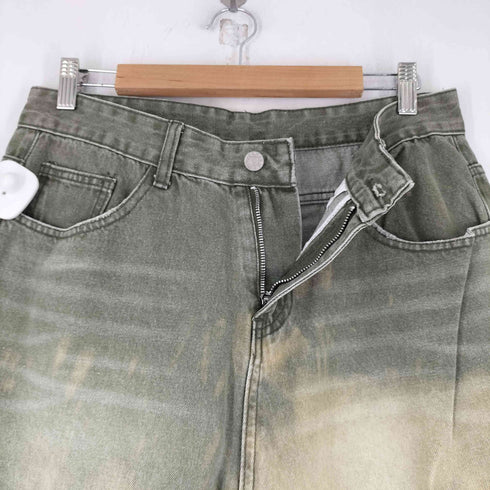 ブリーチ加工 バギーデニムパンツ メンズ