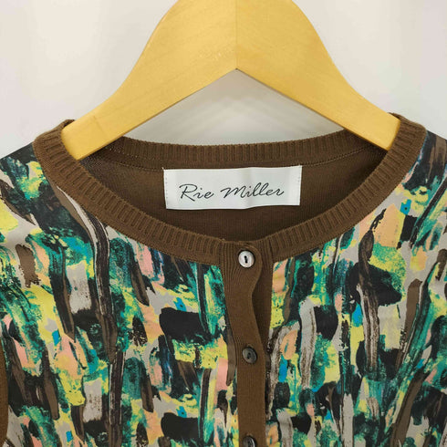 リエミラー Rie miller フロントデザイン クルーネック コットン カーディガン レディース 39