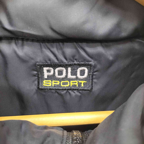 ポロスポーツラルフローレン POLO SPORT RALPH LAUREN 90S ロゴプレート バックプリント フラップポケット 中綿 リバーシブル ベスト フード パッカブル 収納可 バイカラー メンズ import:L