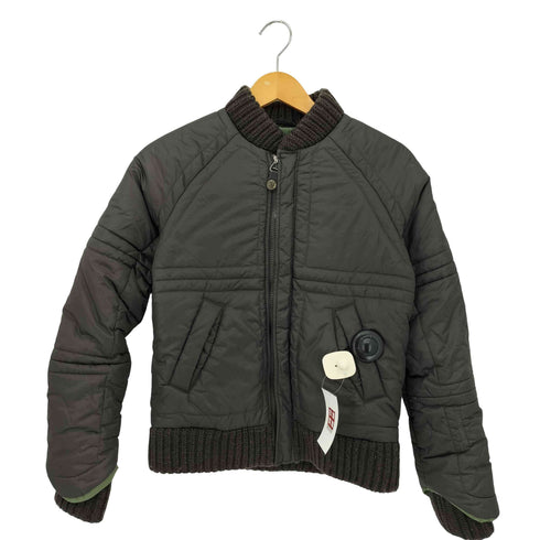 ディーゼル DIESEL 90-00s キルティングクロス デザイン ジップアップ ニットリブ ナイロンパファージャケット Y2K レディース S