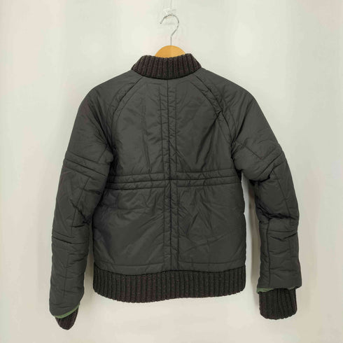 ディーゼル DIESEL 90-00s キルティングクロス デザイン ジップアップ ニットリブ ナイロンパファージャケット Y2K レディース S