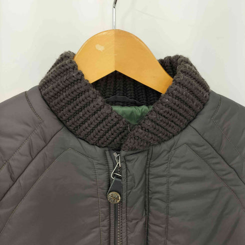 ディーゼル DIESEL 90-00s キルティングクロス デザイン ジップアップ ニットリブ ナイロンパファージャケット Y2K レディース S