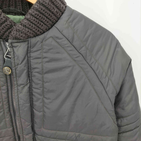 ディーゼル DIESEL 90-00s キルティングクロス デザイン ジップアップ ニットリブ ナイロンパファージャケット Y2K レディース S