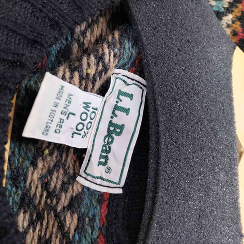 エルエルビーン L.L.Bean 80-90S スコットランド製 ノルディック柄 フェアアイル ウール ニット セーター メンズ import:L