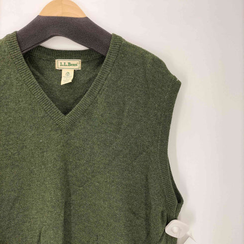 エルエルビーン L.L.Bean 90S スコットランド製 LAMBS WOOL ラムウール メランジ Vネック ニット ベスト メンズ import:L