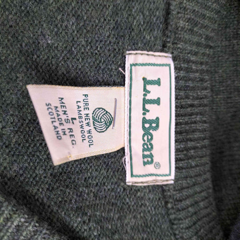エルエルビーン L.L.Bean 90S スコットランド製 LAMBS WOOL ラムウール メランジ Vネック ニット ベスト メンズ import:L