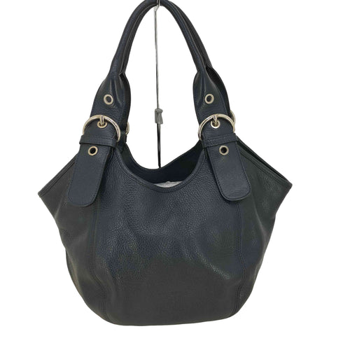 ヒロフ HIROFU シボ革 ベルトハンドル レザーハンドバッグ レディース