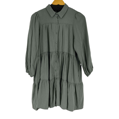 ザラ ZARA ティアードシャツチュニックワンピース レディース M