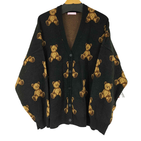 ウィゴー WEGO クマ総柄ビックカーデ レディース